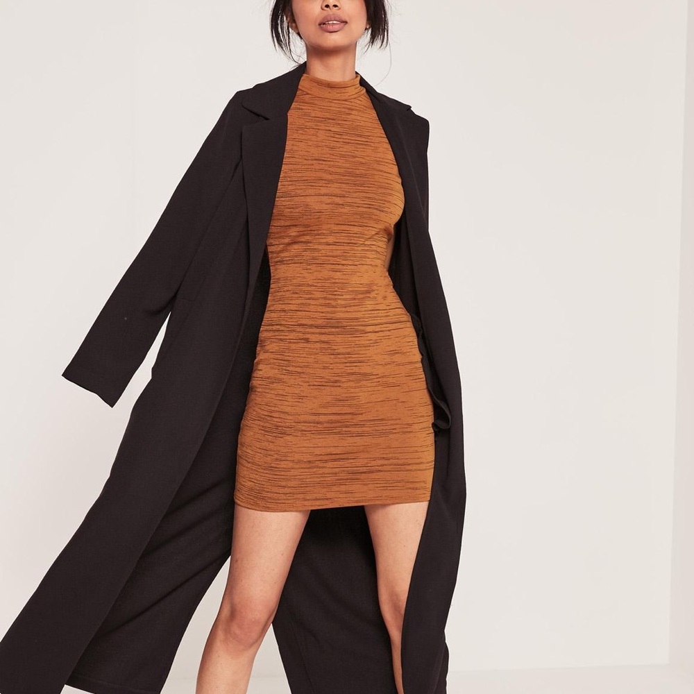 Missguided bodycon tan dress